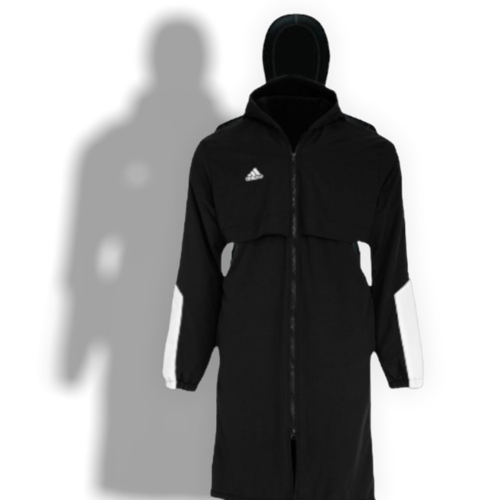 🆕ADIDAS® Black/White Full Length Parka Coat - Picture 4 of 12